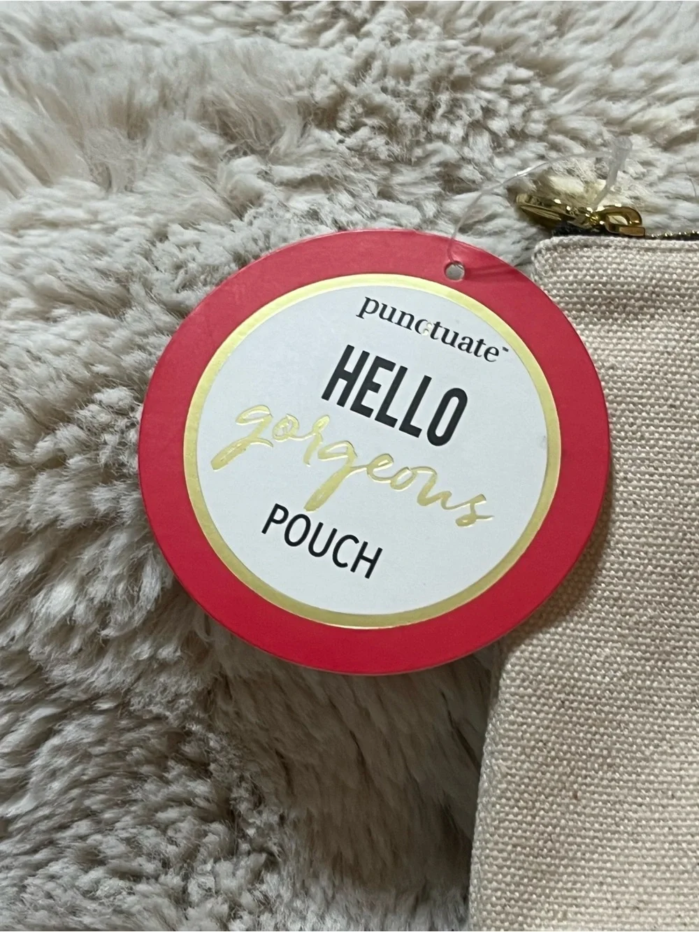 Barnes & Noble Beige Canvas Makeup Pouch “Hello Gorgeous
